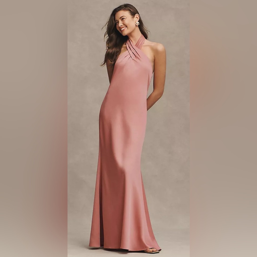 NWT Anthropology Ruby Twist satin Dusty Rose Bridesmaid/wedding  dress size 10